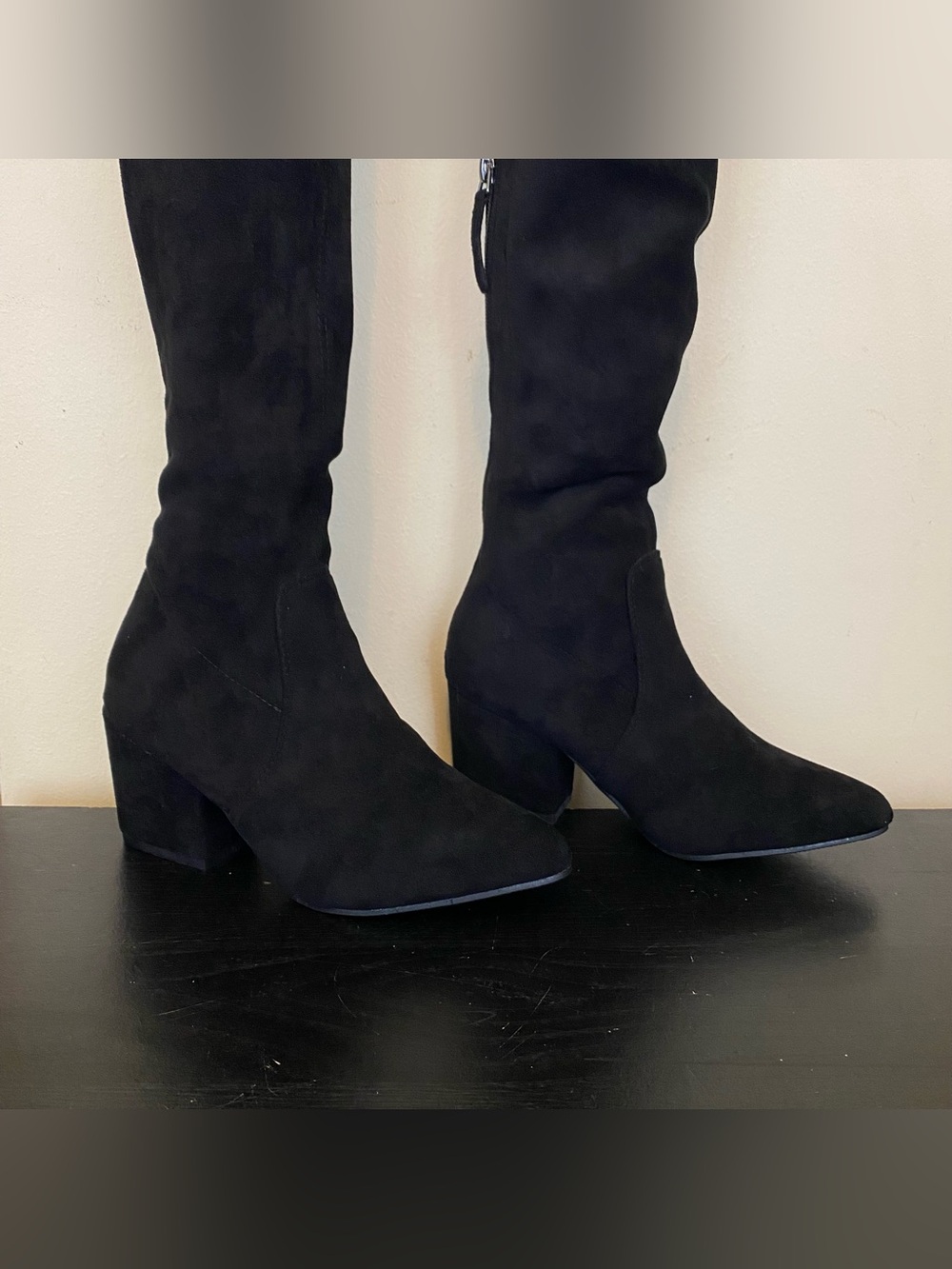 Womens Over The Knee Stretch Thigh High Black Suede Boots EUR Size 35 Size 5 - Picture 5 of 12